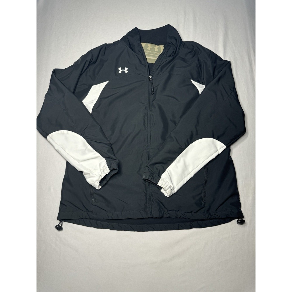 Under Armour Performance Mens Size L Fleece Lined Jacket Black/White Polyester